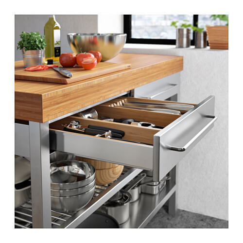 Slagterbord i stål og træ.