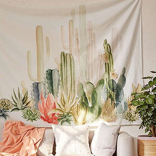 Polyester gobelin med kaktusser.