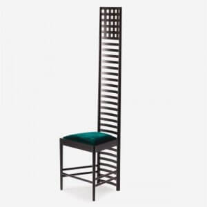 Denne stol fra 1902 er et berømt eksempel på Mackintosh avantgarde møbler