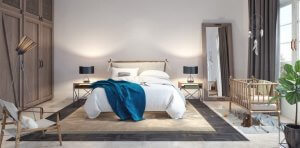 Du behøver ikke give køb på den gode stil når en baby flytter ind i soveværelset