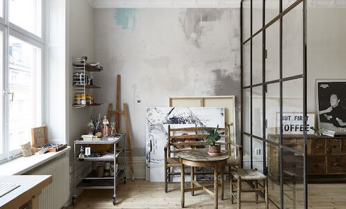 Soveværelse med kunstzone