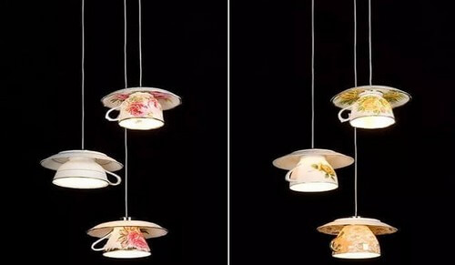 Hjemmelavede lamper af kaffekopper