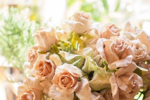 En buket lyserøde roser