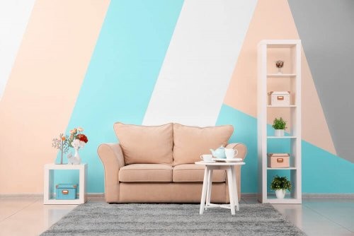 Stue i pastelfarver