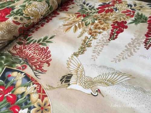 motiv med blomster og fugl