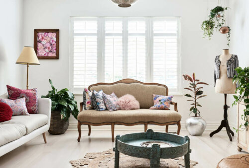 eklektisk indretning af stue