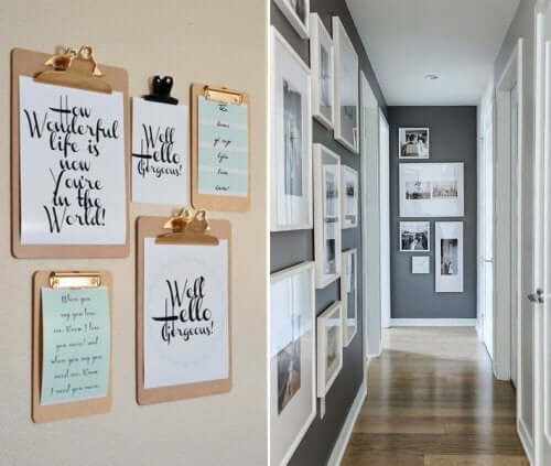 billeder og plakater som dekorative objekter til gange og korridorer