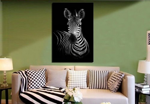 Stue med zebrabillede