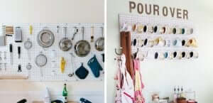 pegboards til at organisere køkkenet